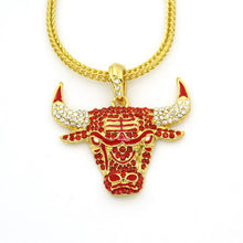 Load image into Gallery viewer, Gold Color Full Rhinestone Alloy Bull Pendent Necklace
