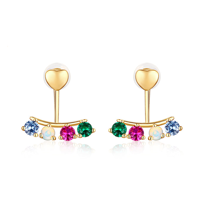 Heart Shaped Opal Two Way Wear Stud Earrings